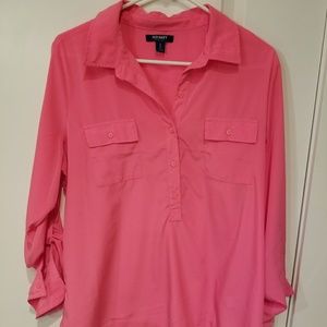 OLD NAVY. Hot pink silky button up (L)